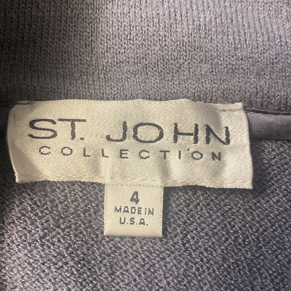 St. John Collection Knit Crop Jacket, Size 4 Color Light Purplish Blue - Picture 7 of 9